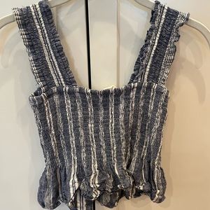 Maeve by Anthropologie peplum tank top with white and blue stripes; size XXSP